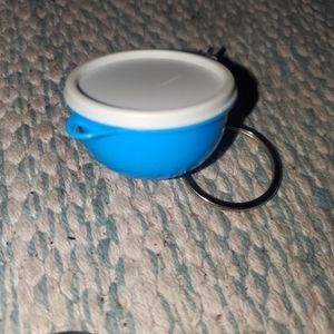 Miniature tupperware container keychain